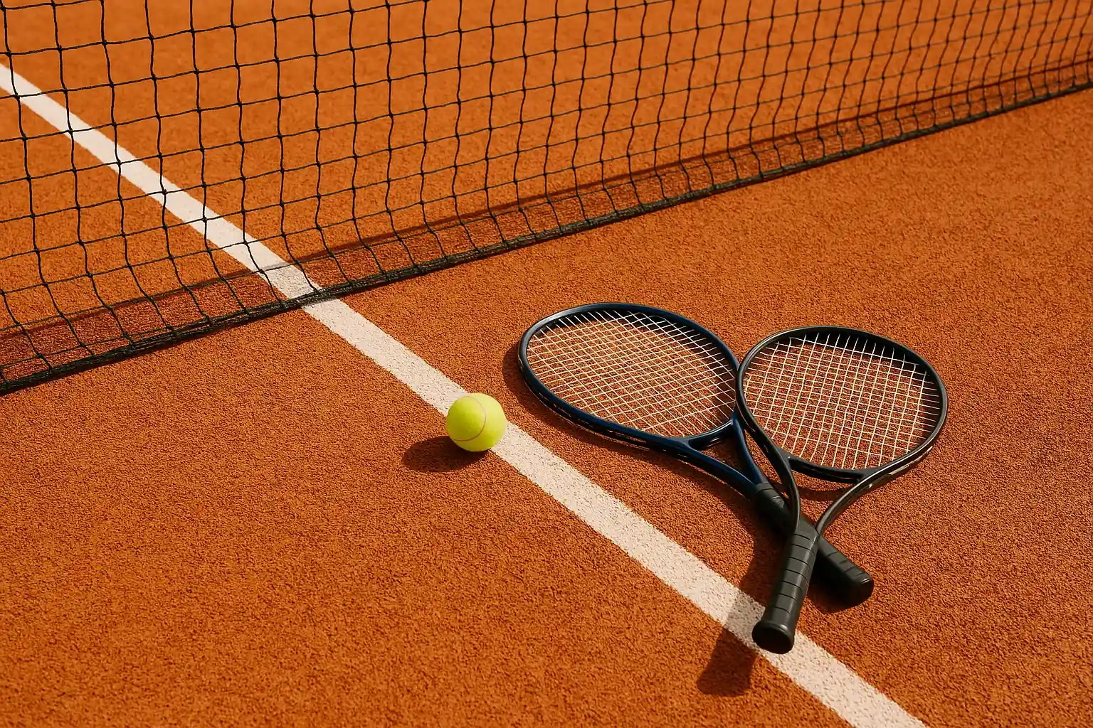 court and racket with ball